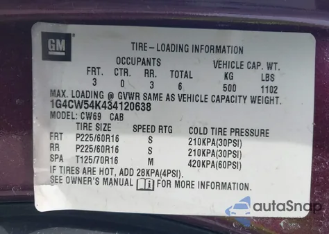 2003 Buick Park Avenue z USA, uszkodzony, nr VIN 1G4CW54K434120638